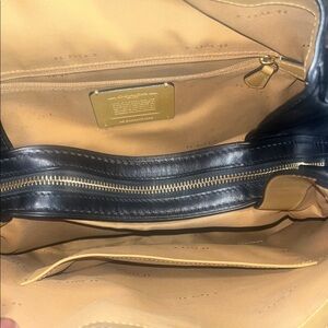 Coach Black Leather Tote with Tan Interior Lining